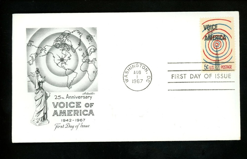 1967 Voice of America Statue of Liberty Artmaster Cachet FDC Unaddressed-image