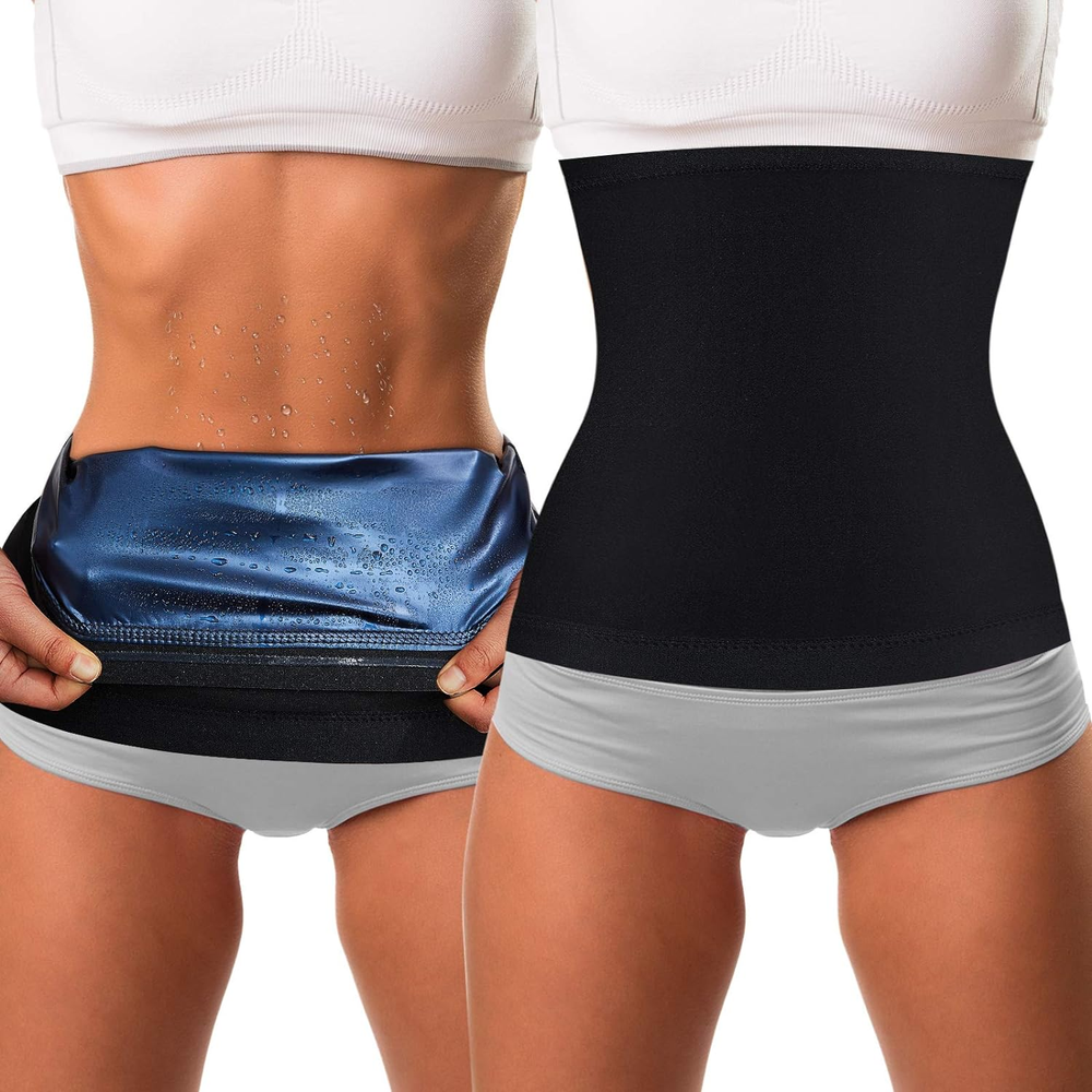 2-Piece Waist Trimmer Sweat Wrap for Women Body Shaper & Workout