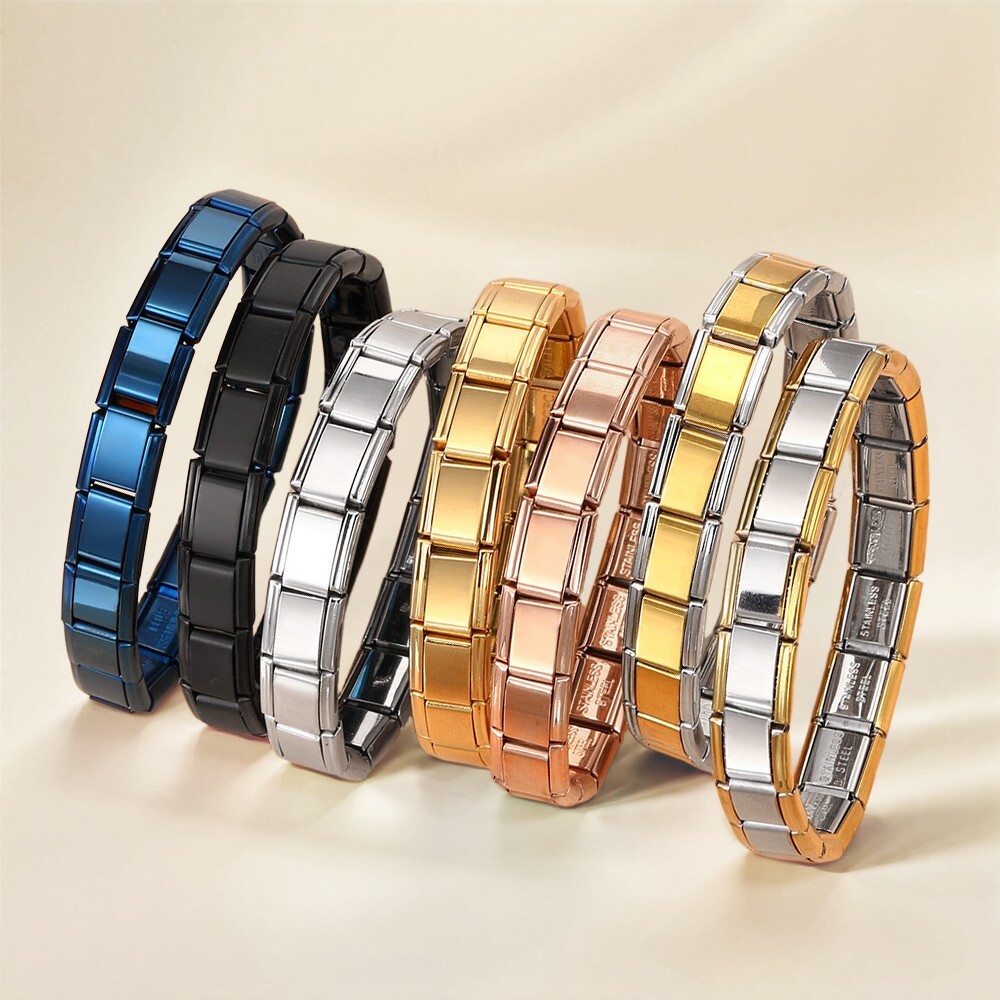 Custom Italian Charm Bracelet 9mm Stainless Steel Bangle for Women & Men-image