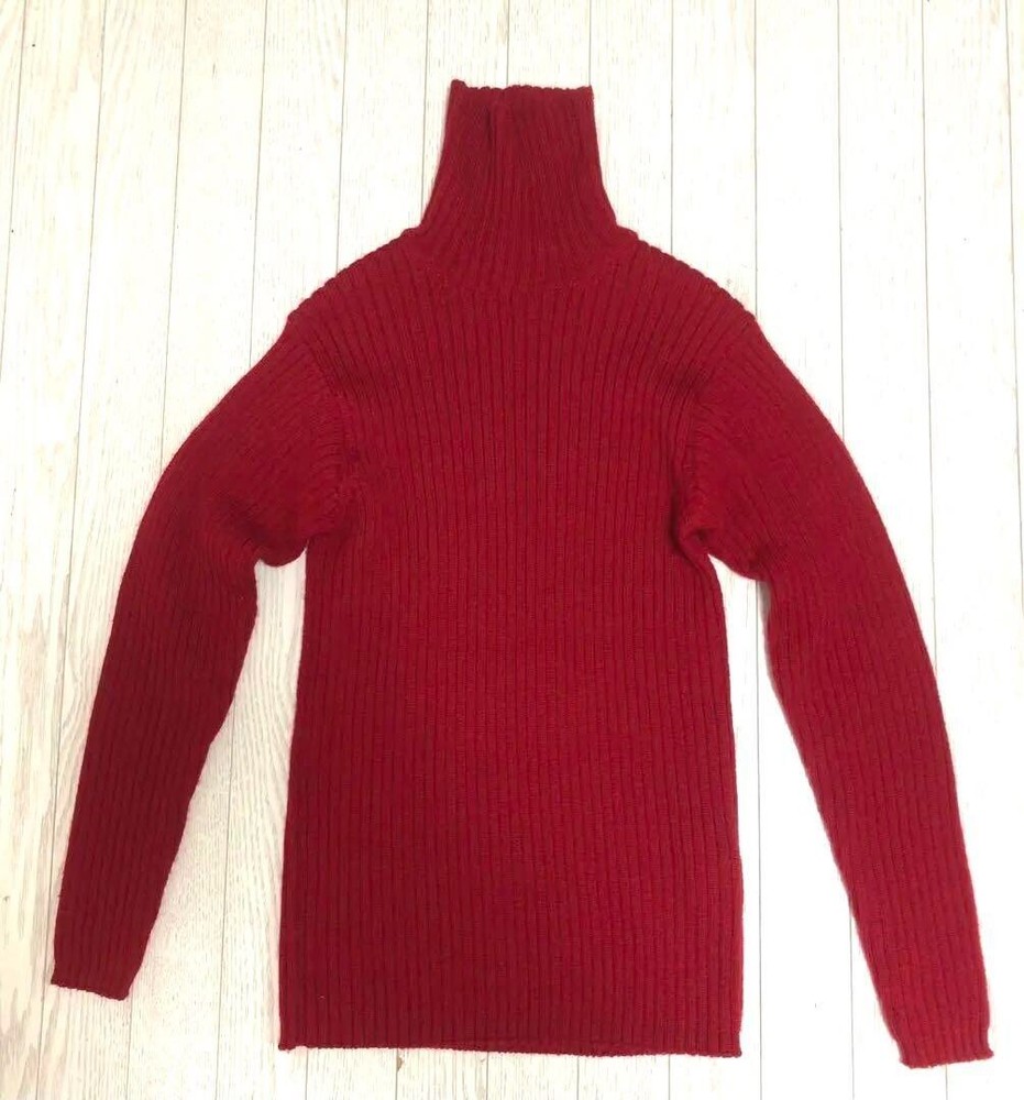 BEAMS Red 100% Wool Turtleneck Rib Knit Sweater Long sleeve Women Size M Used