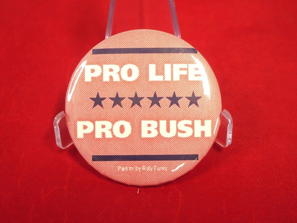 BUSH QUAYLE Pro Life 1992 Presidential Election White BUTTON Pinback 2 1/4