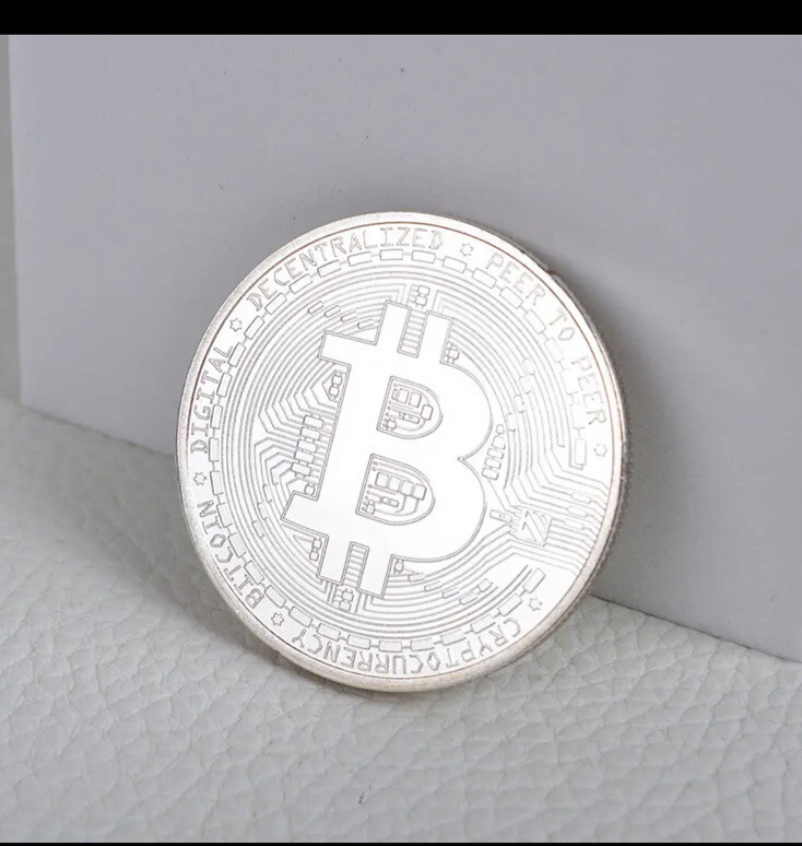 BITCOIN 1 PC SilverPlated Physical Collectors Coin Blockchain Cryptocurrency BTC-image