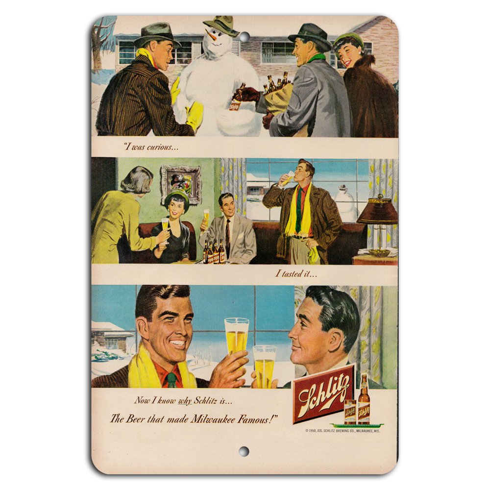 Vintage Schlitz Beer Sign: Iconic Milwaukee Charm in Winter Style