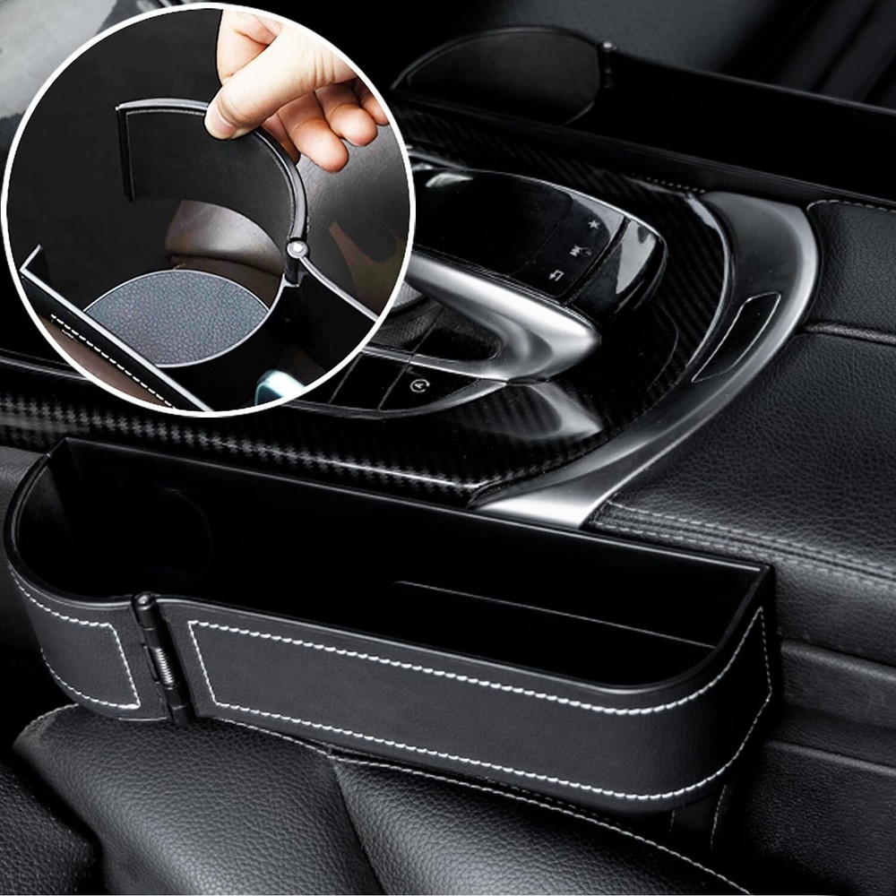 MTGOCHA Adjustable Car Seat Gap Filler Organizer with Leather Cup Holder