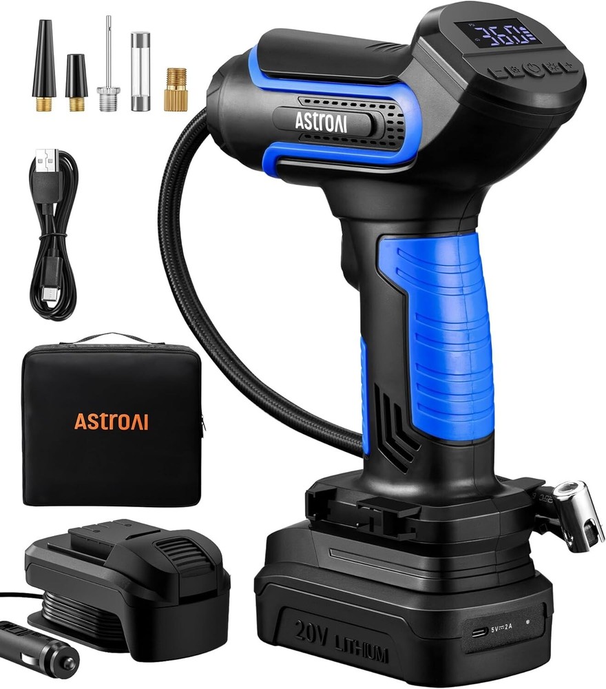 Rapid Inflator with LCD Screen & LED Light - 150 PSI Tire Pump for All Vehicles