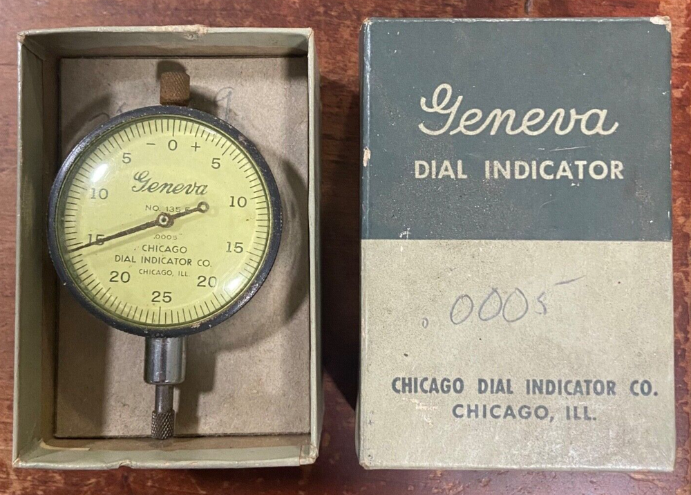 Vintage Geneva Dial Test Indicator - .0005, No. 135 F.  In box.