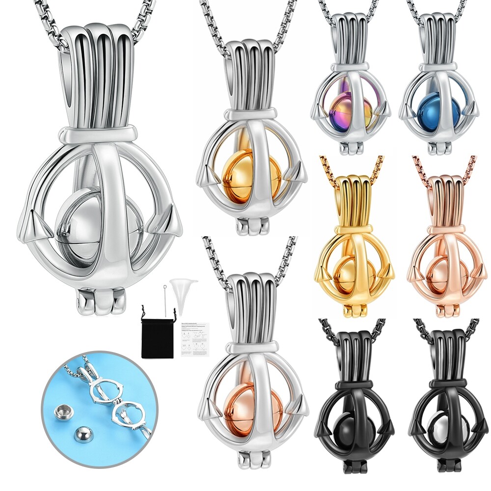 Cremation Jewelry Anchor Urn Necklace Memorial Mini Ball Urn for Ashes