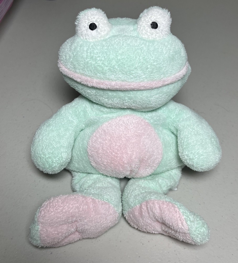 Ty Pluffies GRINS 2002 Floppy Frog Pale Green & Pink Plush Soft Stuffed Toy Baby