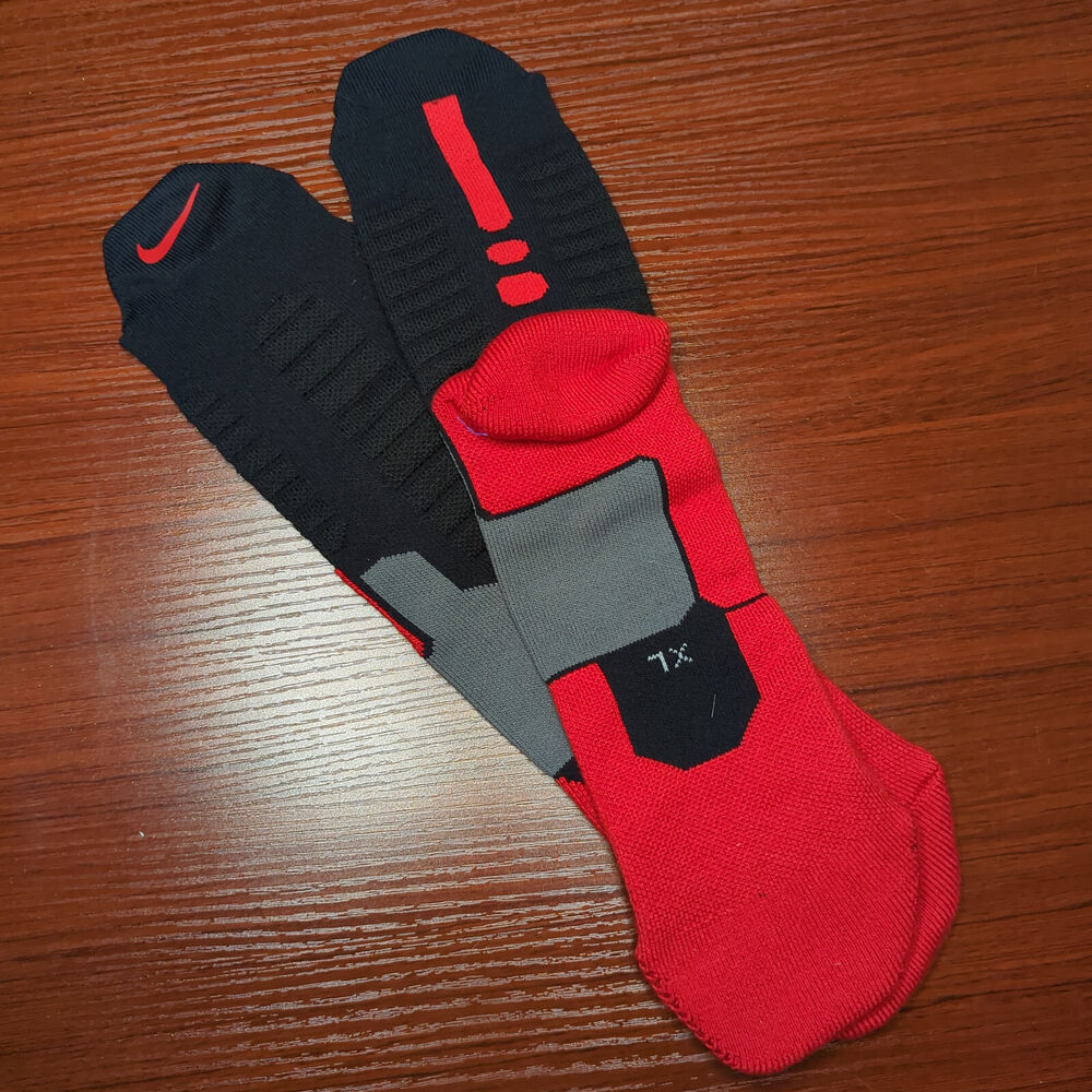 New Nike Hyper Elite Socks Black/Red Quarter Cut Size XL Basketball Dri-Fit