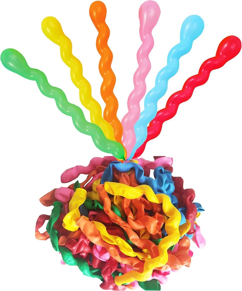 100 Pcs 40 Inch Latex Spiral Rainbow Balloons for Parties Decorations
