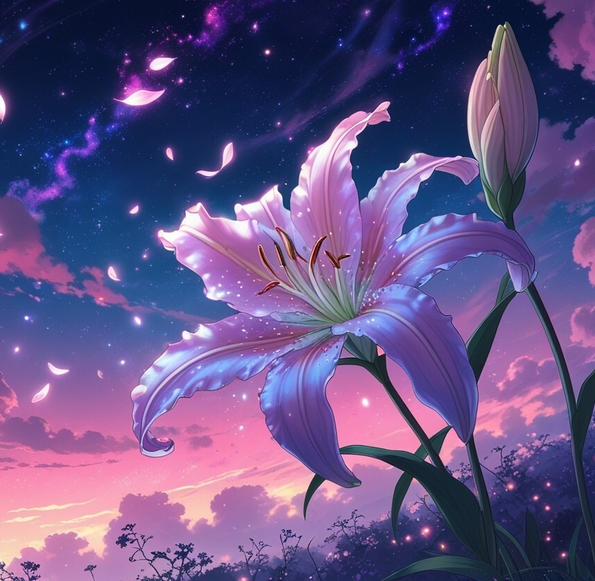 Midnight Lily Bloom digital art wallpaper for desktop-image