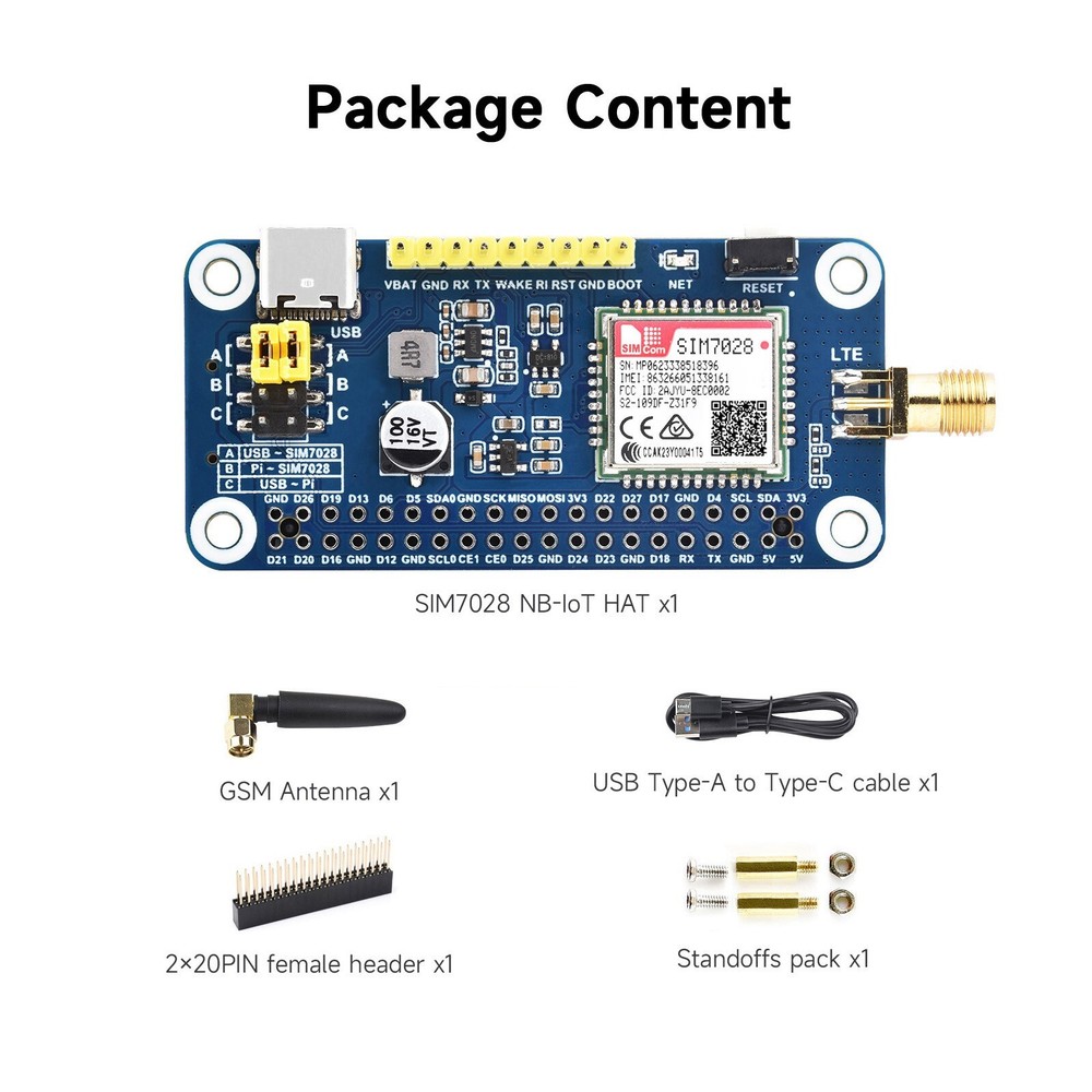 Waveshare SIM7028 NB-IoT HAT for Raspberry Pi Global Band NB-IoT Communication-image