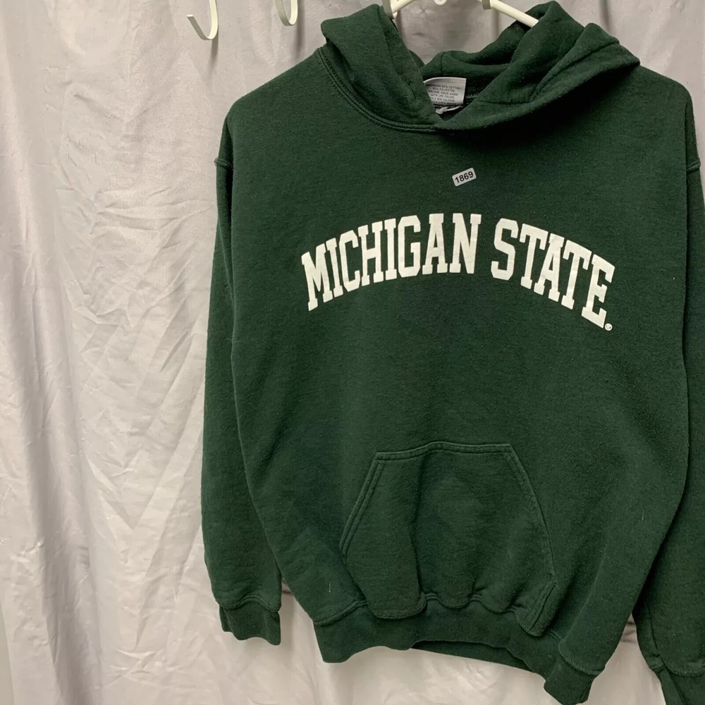 Michigan State Hoodie Adult Small Green Long Sleeve MV Spot Men's College Y2K