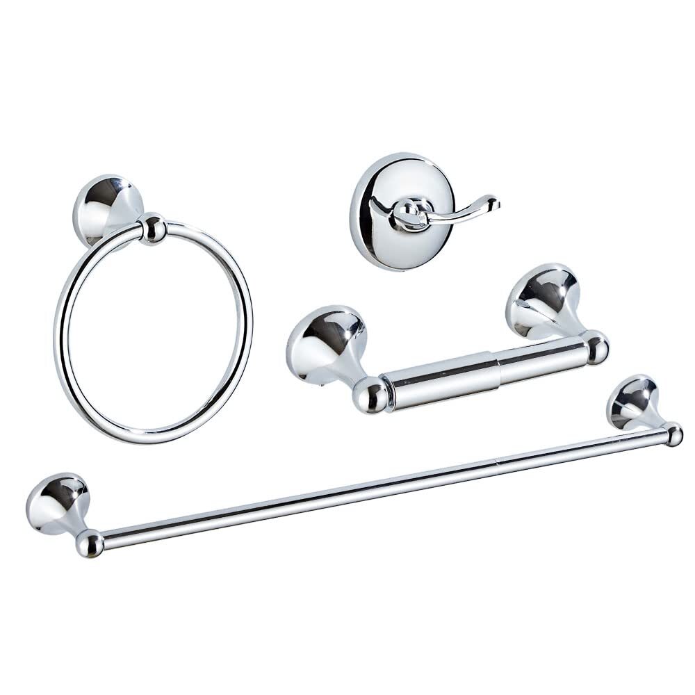 4 Piece Bathroom Accessory Set(Adjustable Towel Bar, Towel Ring, Holder,Towel...