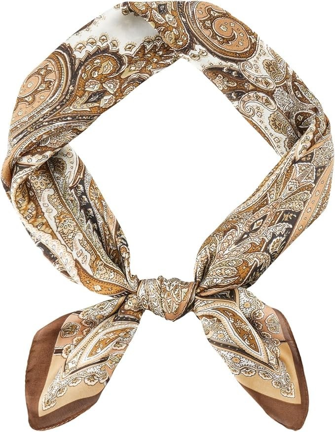GERINLY Silk Square Scarf with Paisley Prin Boho Neck Wrap for Men Italian Sc...
