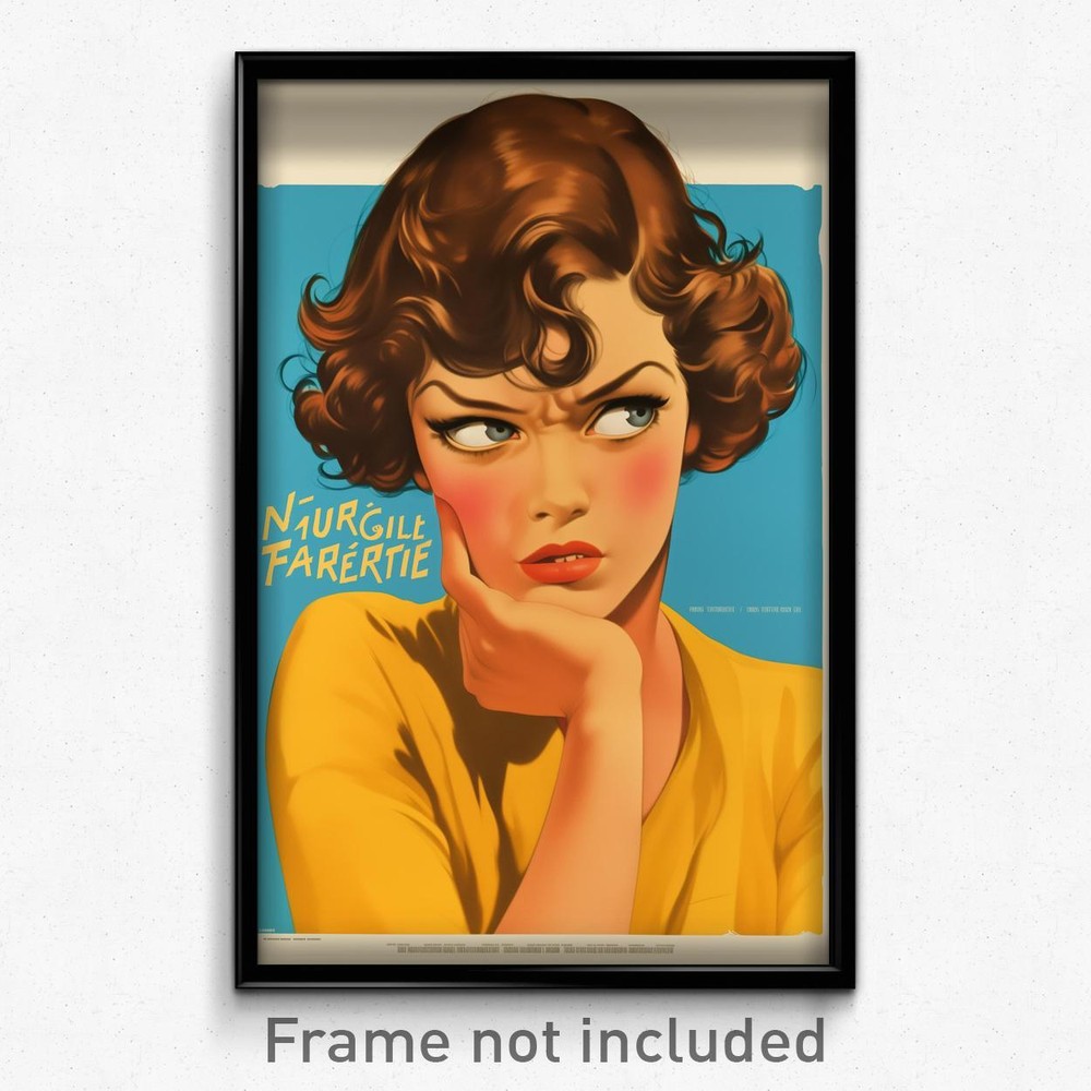 Vintage French Movie Poster - Irritated Girl Amusing Micro Art Print