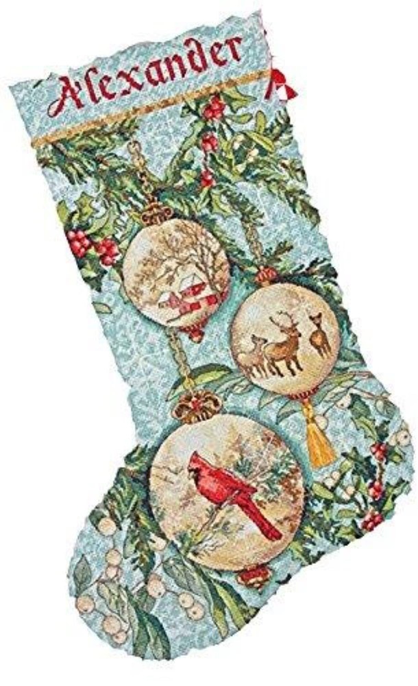 Enchanted X Stitch II Stocking Ornament 16x13x0.5 Cross Stitch Decor
