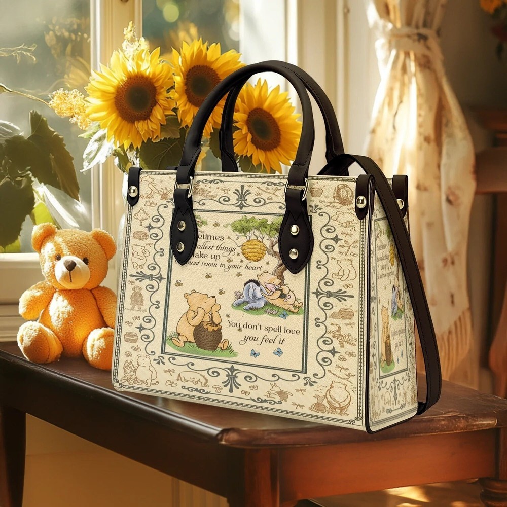 Custom Winnie The Pooh Leather Handbag for Disney Fans-image