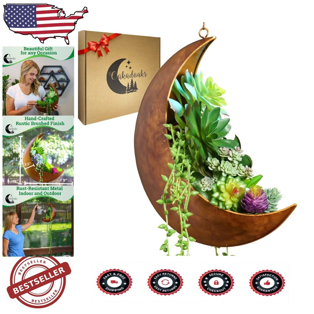 Chic Moon Planter with Chain - Perfect Gift for Plant Lovers & Special Occasions