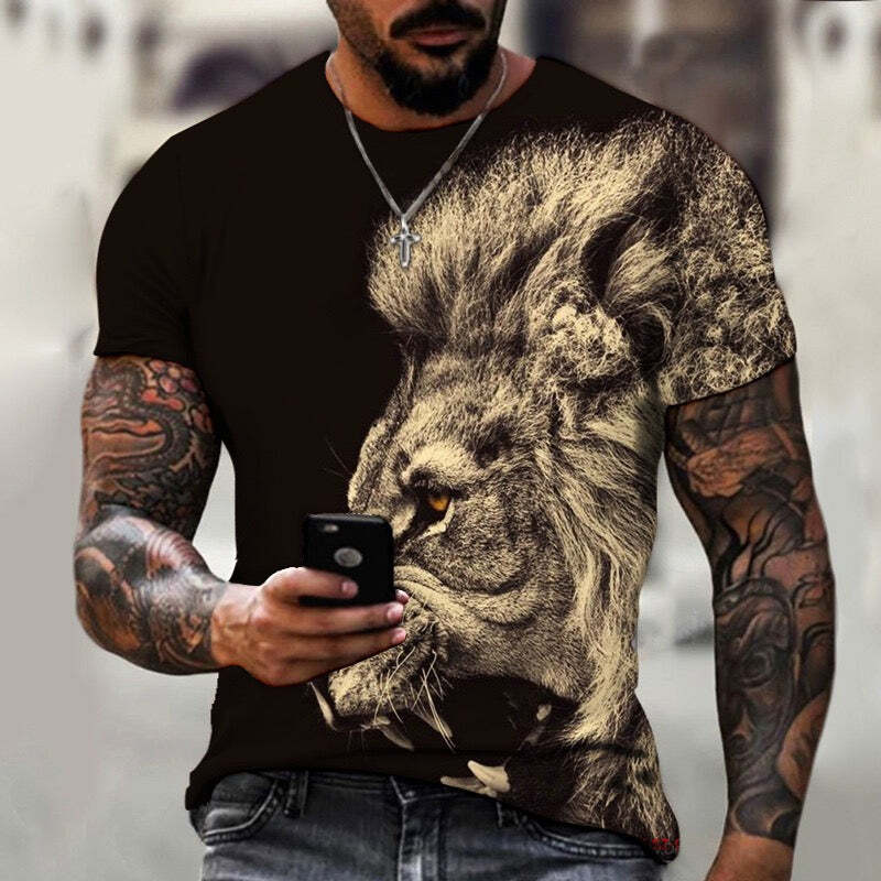 Animal Beast Lion Summer Men's T-Shirt Men casual T-shirt