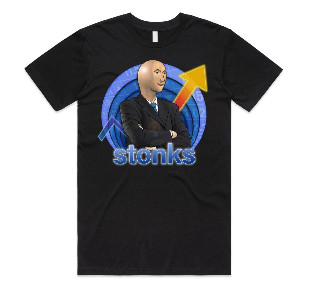 Stonks T-shirt Tee Funny Trading Stocks Meme Cryptocurrency Crypto Gift Stonk-image