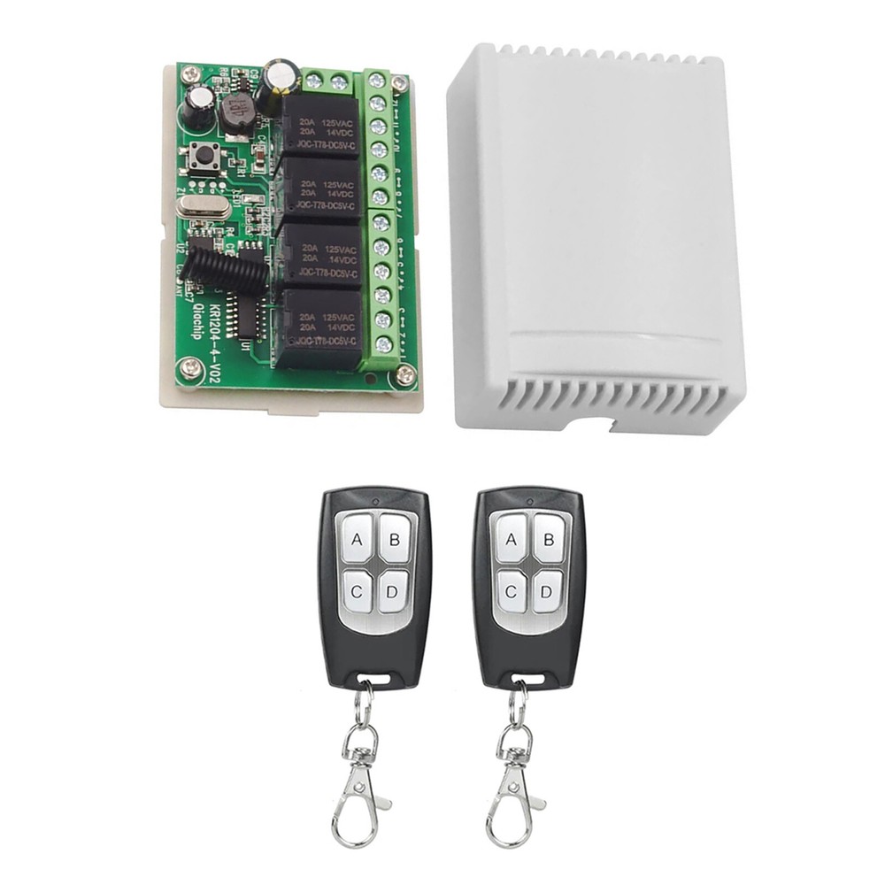 4-Channel 443MHz Wireless RF Remote Control Relay Switch with Long Range Functionality for Enhanced Convenience and Multi-Device Control