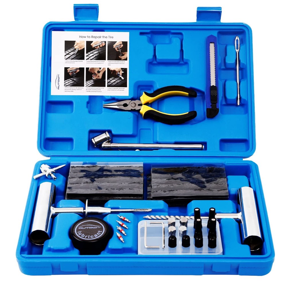 Tire Repair Kit - 68pcs Heavy Duty Tire Plug Kit, Universal Tire Repair Tools