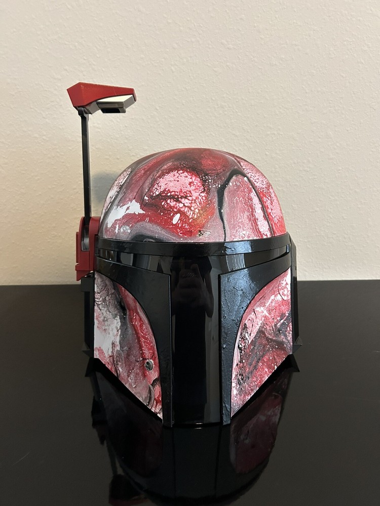 Custom Mandalorian Helmet Art Piece (Hydro-Dipped) RED