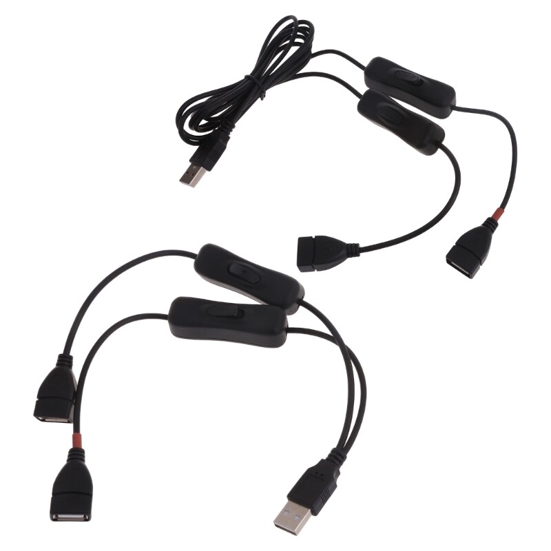 Dual-Switch USB 2.0 Extension Cable with On/Off Controls for Easy Power Management