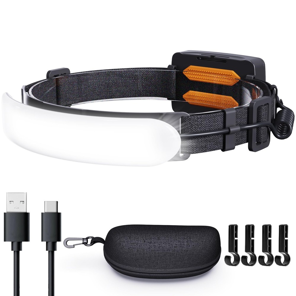 Faro Recargable PRO,5000mAh 1500 Lúmenes Super Brillante 230°Haz LED Cabezal L...