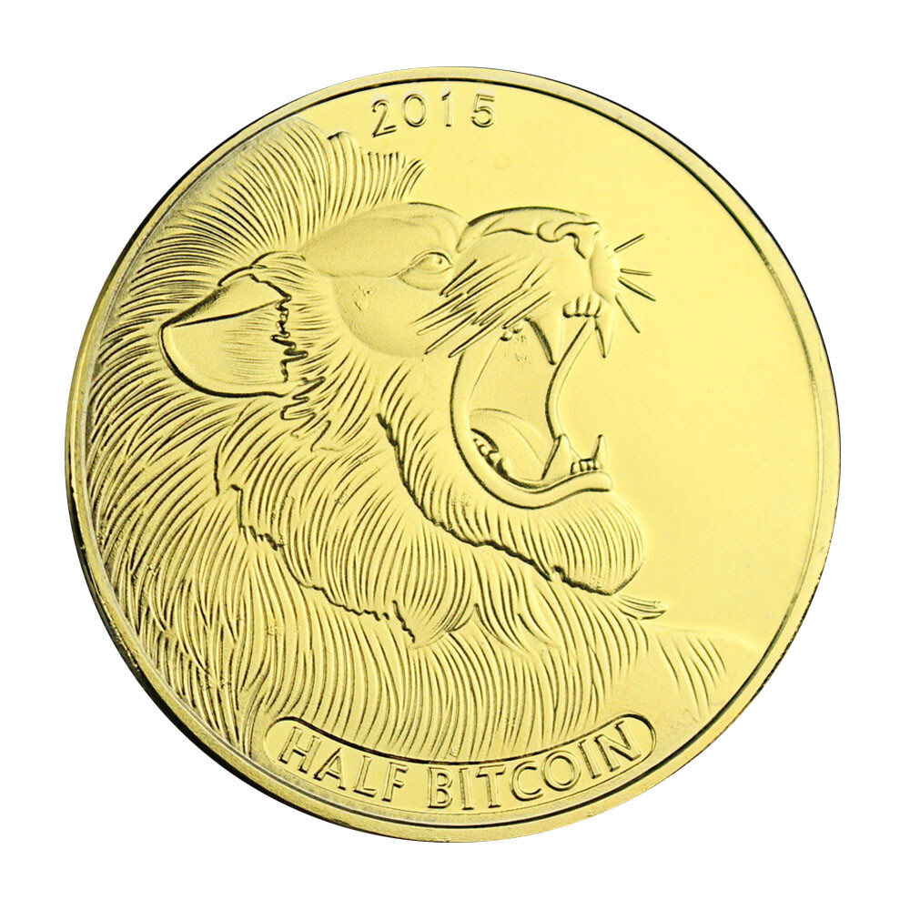 BTC Bitcoin | Lion Titan Bitcoin 2015 | Cryptocurrency | Gold Plated Coin-image