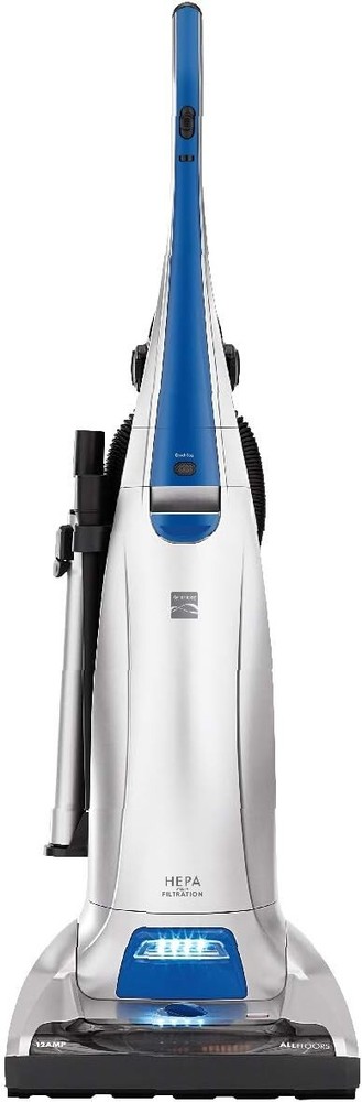 Powerful Blue/Silver Upright Bagged Vacuum for Deep Floor Cleaning