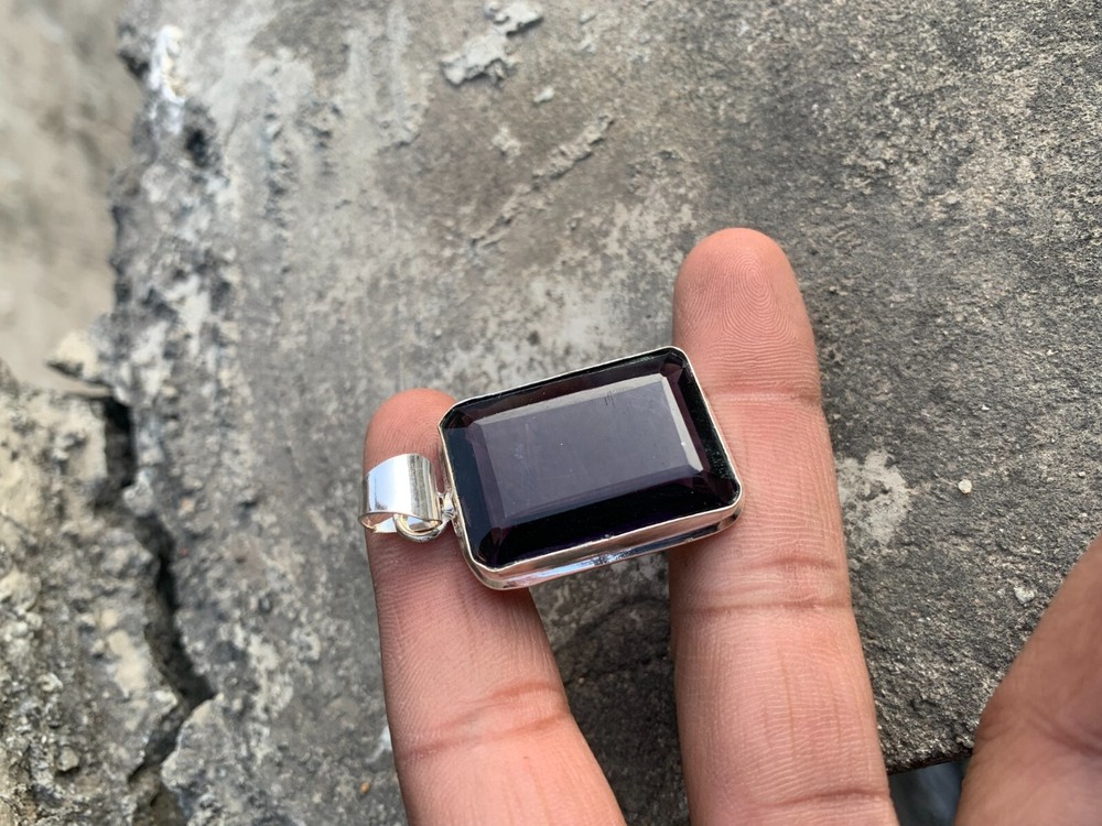 Octagon Cut Black Tourmaline & Gemstone 925 Sterling Silver Pendant