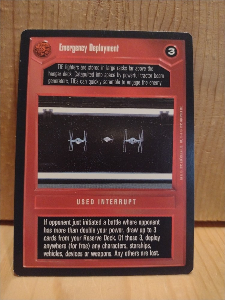 1995 Star Wars Card Game: USED INTERRUPT: EMERGENCY DEPLOYMEN  black BORDER  MC9