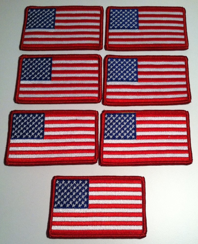 7 US Flag Patch with VELCRO® Fastener Military Red Emblem #9