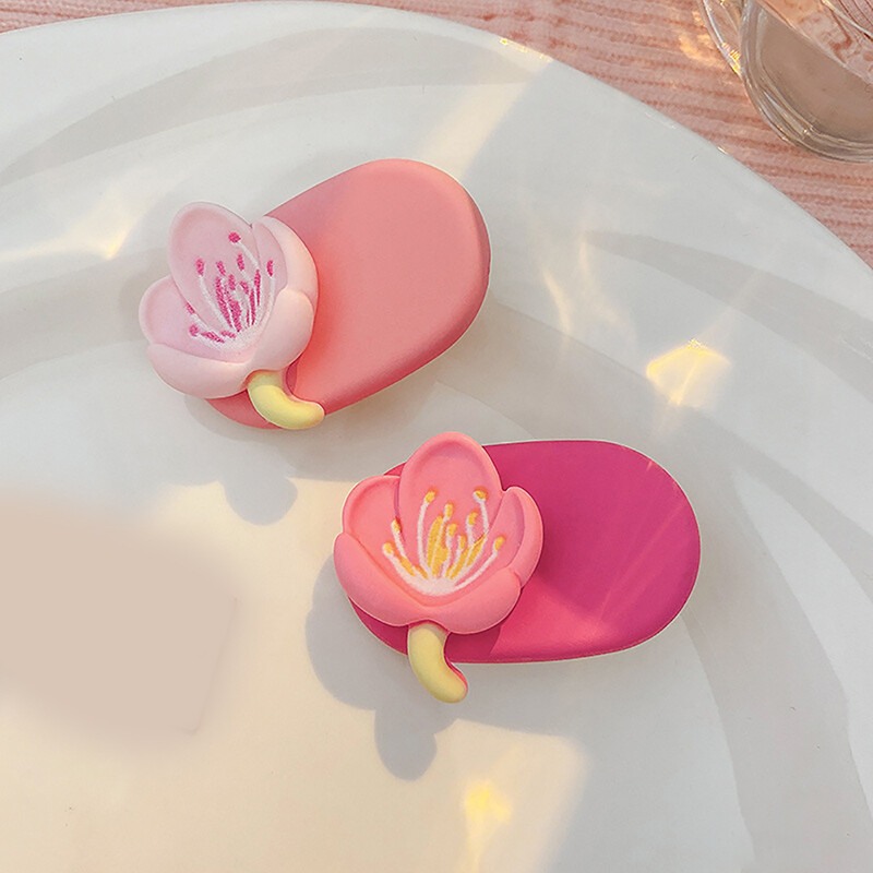 Fashion Pink Flower Hairpins Headwear For Women Girls Korean Sweet Hair Cla5