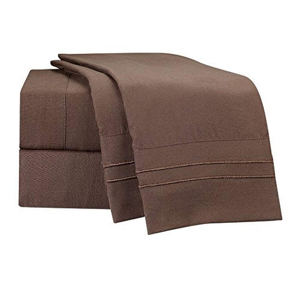® Supreme 1500 Collection 5pc Bed Sheet Set - Split King Size, Chocolate Brown