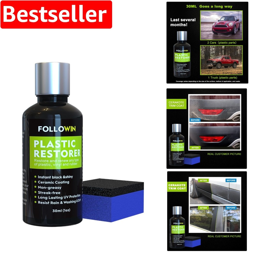 Durable Black Trim and Plastic Restorer with Ceramic Coating - UV & Water Resistant