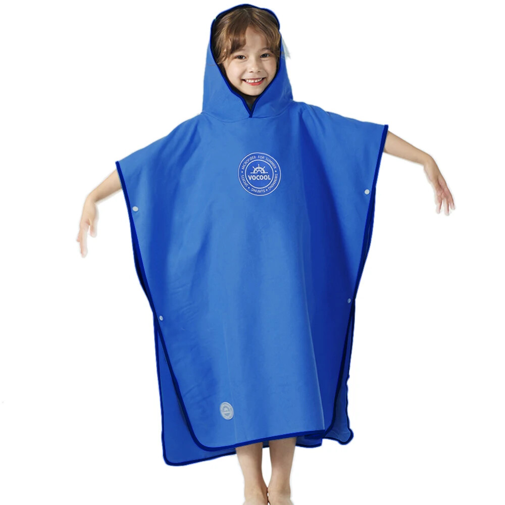 Kids Hooded Bath Poncho - Quick Dry Beach & Changing Towel