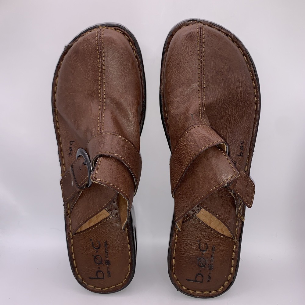 Boc Born ~ Women's Sz 8 Brown Leather Loafer/Mule Clog/Slip On W/Buckle Shoe