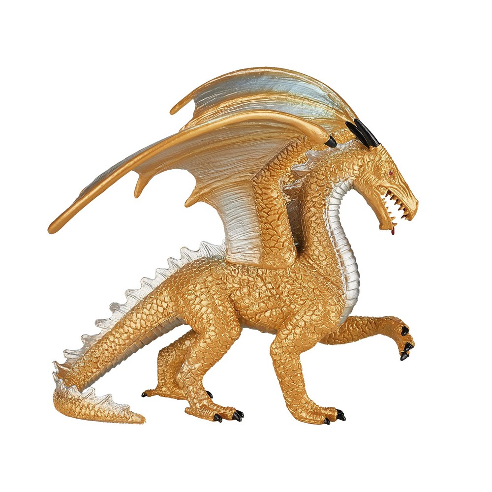 Golden Dragon Realistic Fantasy Toy Replica Hand Painted Figurine 6.3 x 4.7 x...