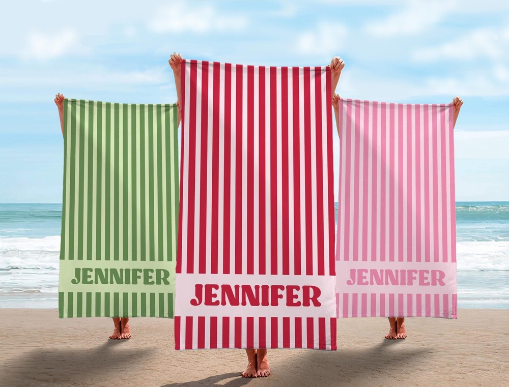 Custom Personalized Beach Towels for Kids & Adults with Name-image