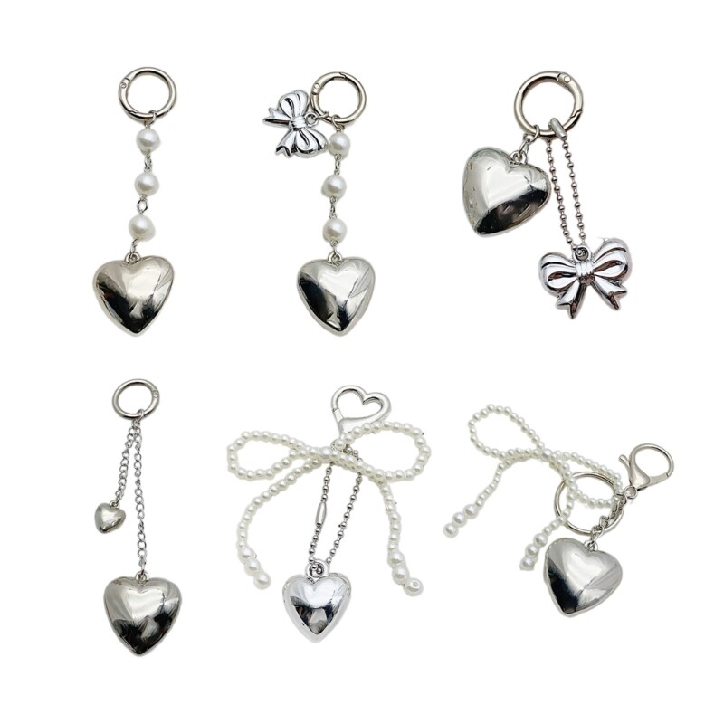 Silver Heart Keychain Pendant - Stylish Alloy Keyring for Bags & Accessories