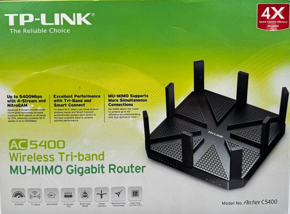 TP-Link AC5400 Tri-Band MU-MIMO Gigabit Router in Original Packaging Barley Used