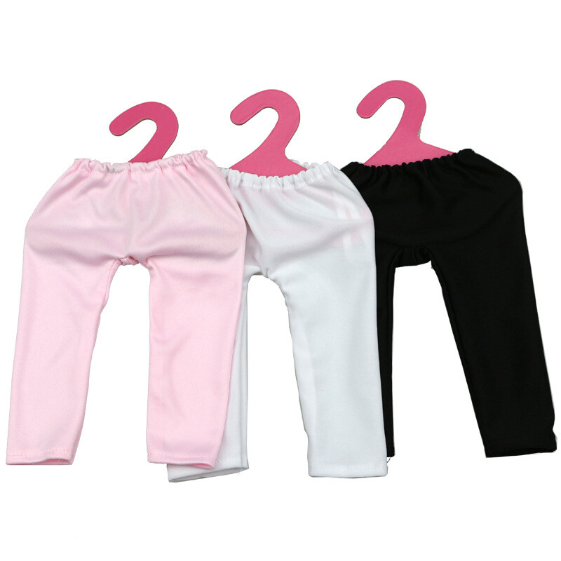 White black pink tight leggings for 18-inch American Girl doll