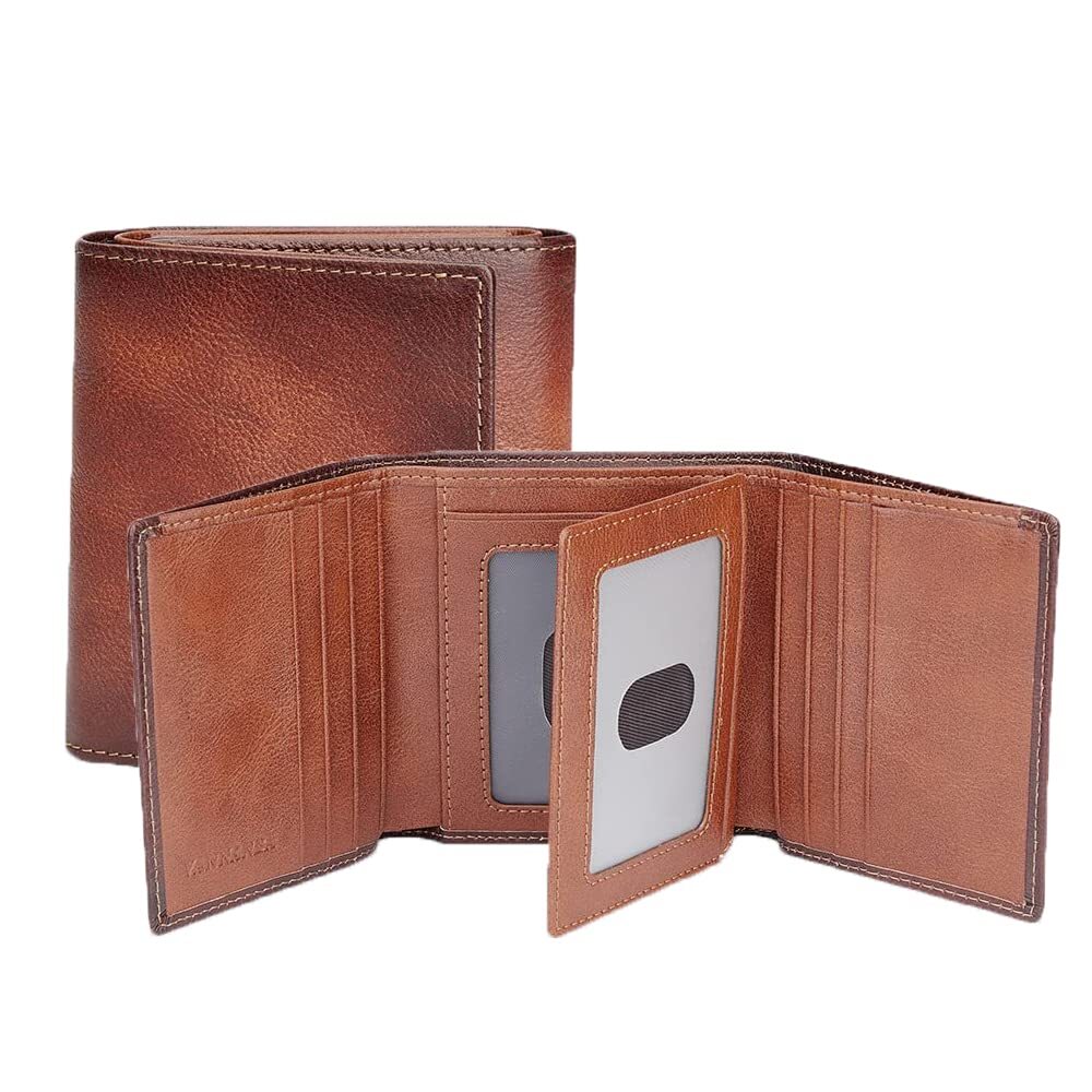 Mens Genuine Leather RFID Trifold Wallet,Top Grain LeatherCredit Card Pockets...