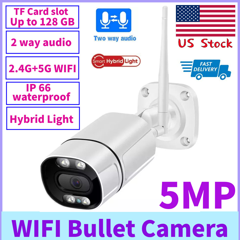 5MP 5G WIFI Two-Way Audio HD Night Vision IP66 Security Bullet IP POE Camera