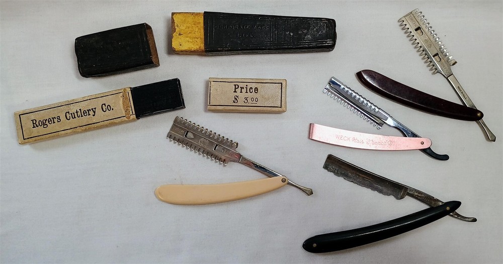Vintage Empty Straight Razor Boxes for Safety and Damaged Razors