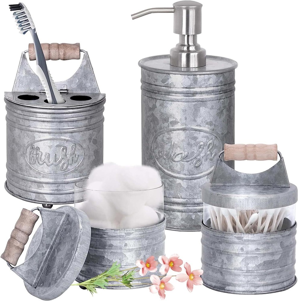 Autumn Alley Rustic Bathroom Accessories Set 4 - Galvanized Soap