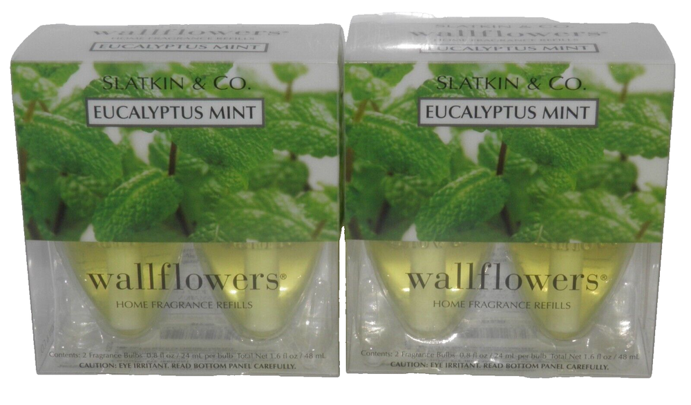 Bath & Body Works Eucalyptus Mint Wallflower Bulb Refill Pack Slatkin 2 x 2 Pack Aromatic Home Fragrance